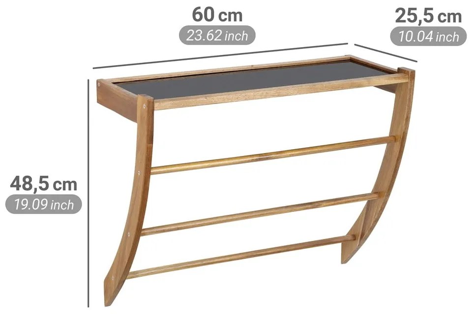 Tmavo prírodný nástenný drevený držiak na uteráky Fondi – Wenko