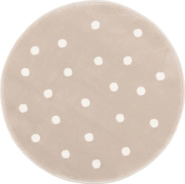 Koberec FD Lush bodky, svetlobéžový kruh