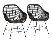 Čierne ratanové jedálenské stoličky v súprave 2 ks Kiran - Støraa