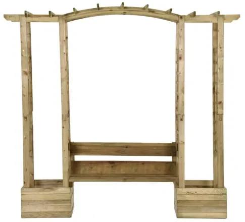 vidaXL Záhradná pergola s lavičkou a kvetináčmi impregnovaný masív-