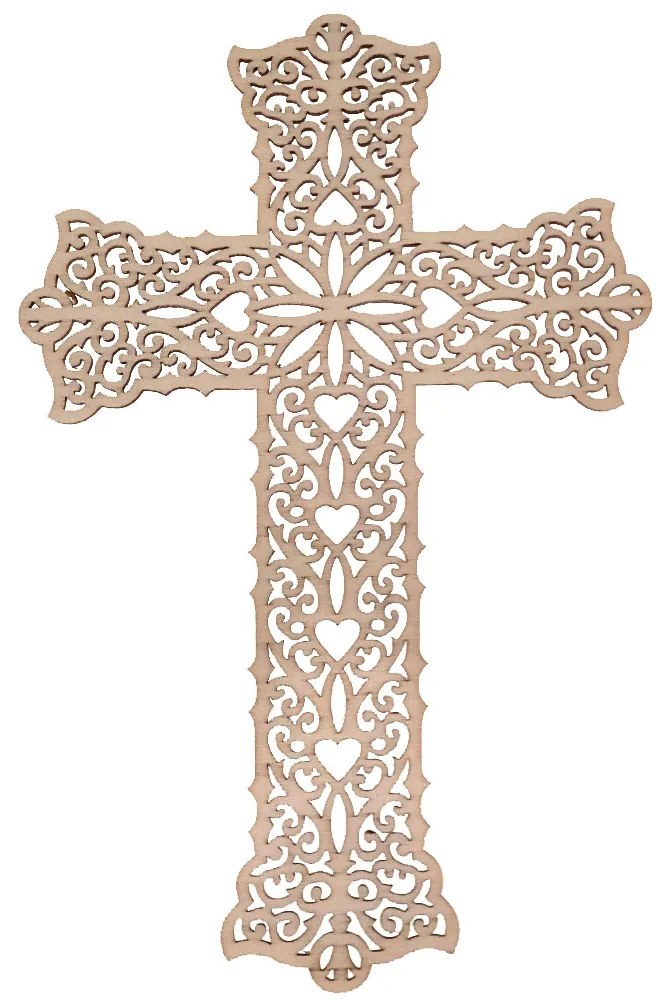 AMADEA Drevený kríž s ornamentom 25 cm