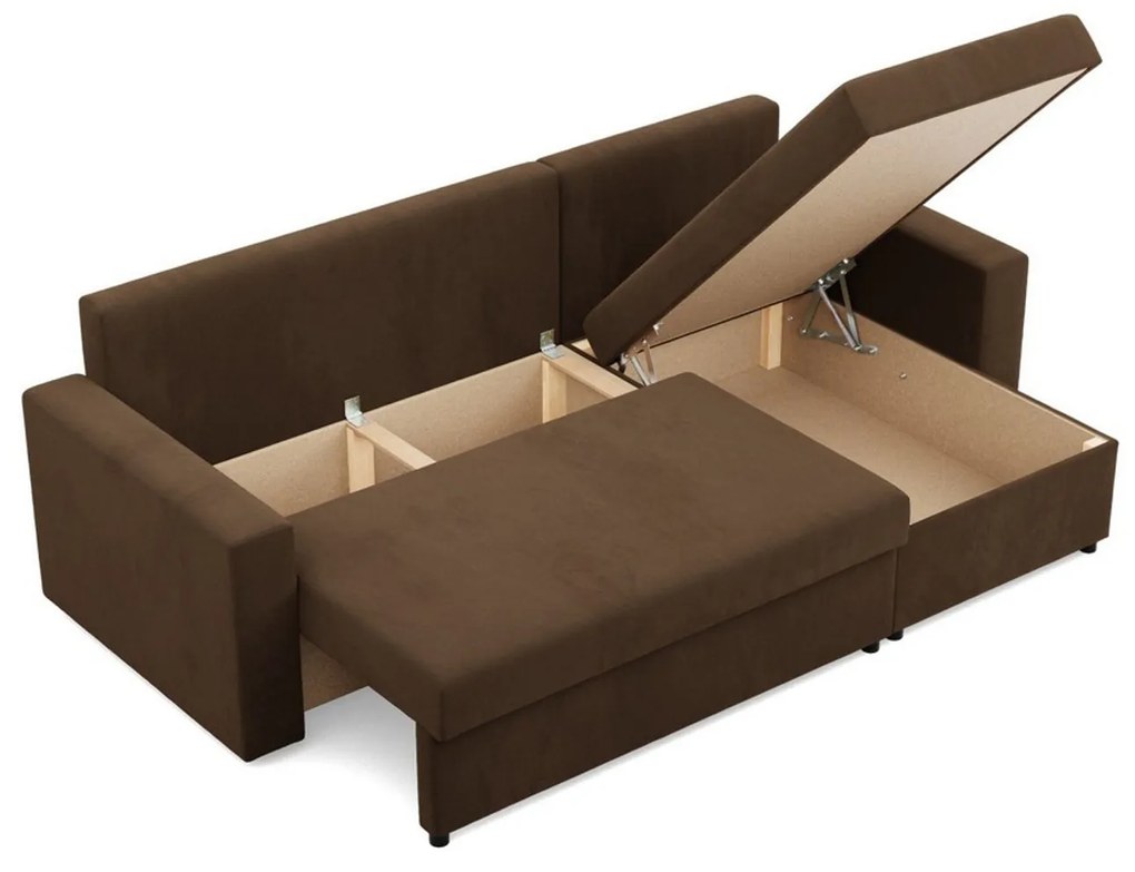 Rohová rozkladacia sedacia súprava NEO - rovný bok - model 2 Hnedá