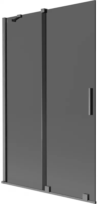 Mexen Velar, 2-krídlová posuvná vaňová zástena 110 x 150 cm, 8mm šedé sklo, grafit brúsený, 896-110-000-41-66