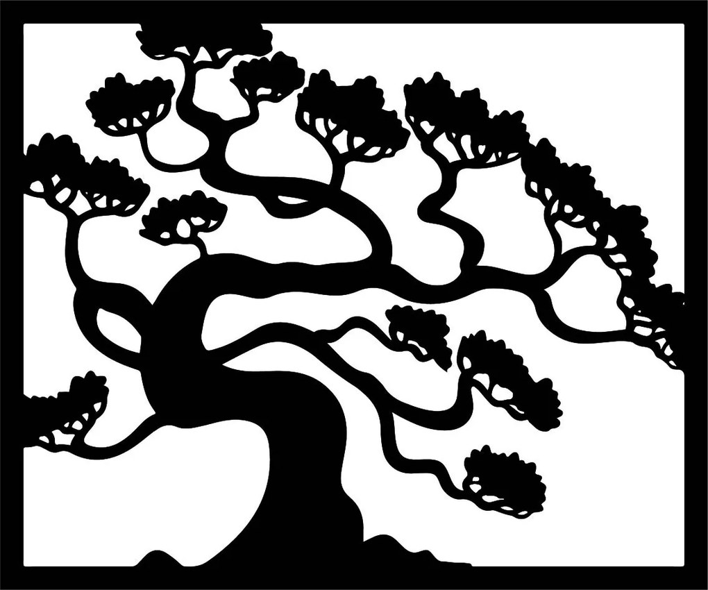 SENTOP | Drevený obraz na stenu strom bonsai z preglejky topoľ DRAZSKA I 3D HODINY PR0214 HEU+