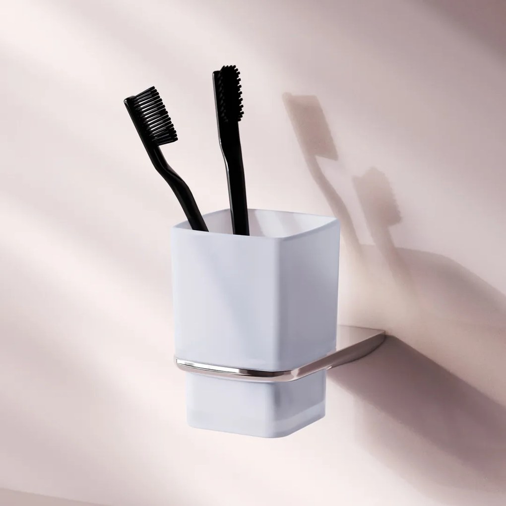 Sklenený pohár na zubné kefky AM.PM Inspire 2.0 AIB34300 nástenný, chróm