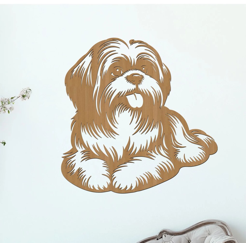 dřevo života Drevený obraz ležiaceho SHIH TZU Rozmery - cm: 40x40, Zvoľte farbu dekoru: Javor