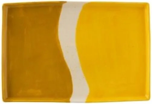 Porcelánový obdĺžnikový tanier Wave v odtieňoch žltej - 26 * 17,5 * 2 cm