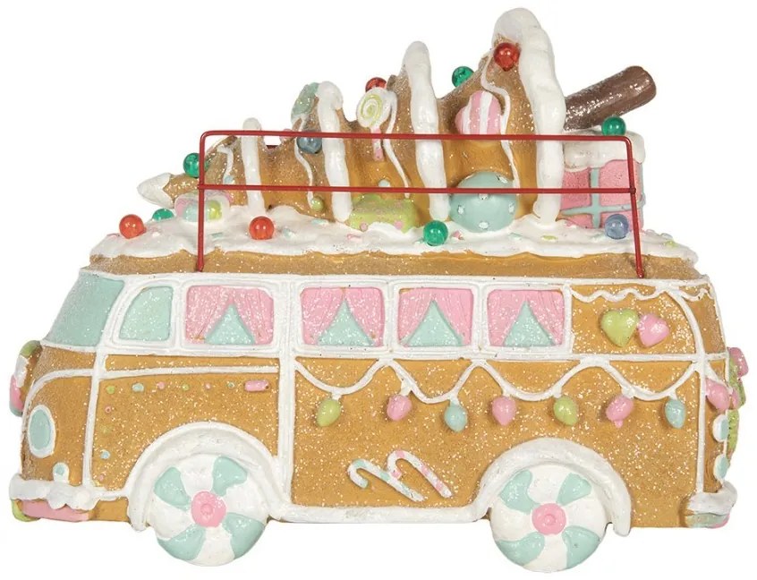 Vianočný perníkový autobus s LED svetielkami Gingerbread - 31*12*23 cm / 2*AAA