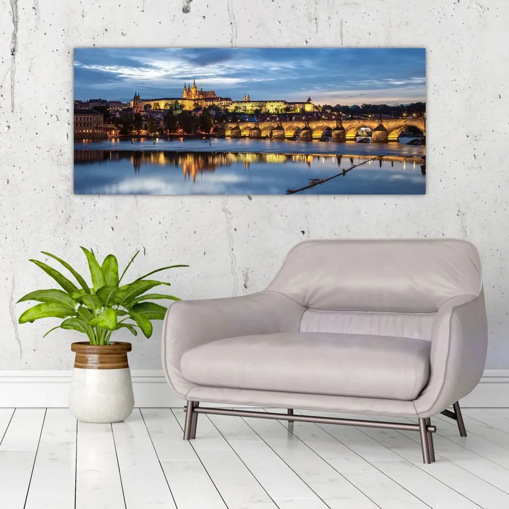 Obraz Pražského hradu a Karlovho mosta (120x50 cm)