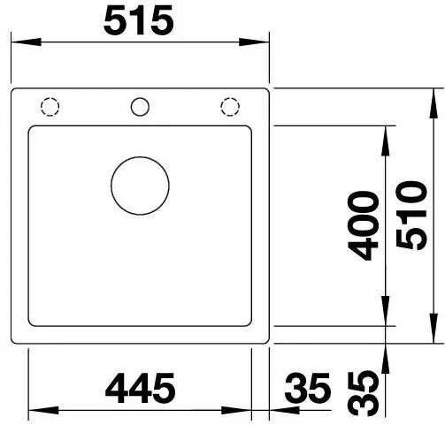 Blanco Pleon 5, silgranitový drez 515x510x220 mm, 1-komorový, sivá skala, BLA-521669
