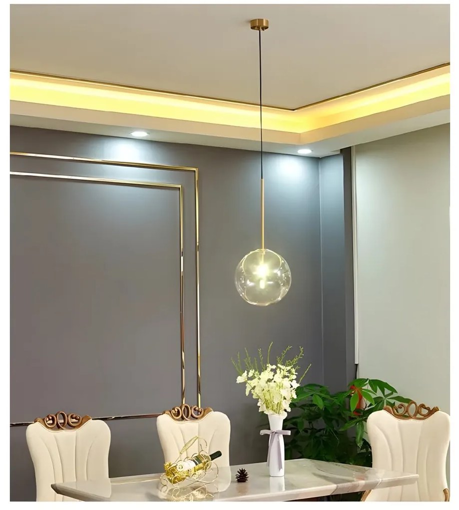 Toolight Toolight, sklenené guľové závesné stropné svietidlo 15cm, 1xG4, APP1680-1CP, OSW-04300