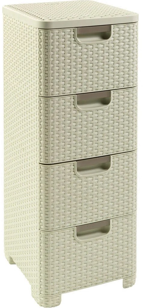 Curver Šuplíky RATTAN style krémovo biela 4 zás.