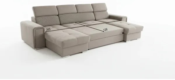 Rozkladacia sedacia súprava s univerzálnym rohom do U s úložným priestorom SALVADA béžová