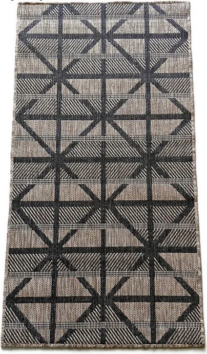 Béžovo-sivý sisalový koberec s geometrickým vzorom – Bronzové kosoštvorca Rozmer: 80x250 cm