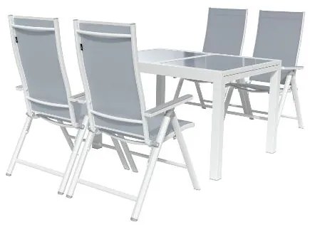 Livarno home Hliníkový záhradný rozkladací stôl Houston + Hliníkové kreslo Houston s vysokým operadlom, 4 kusy (800008265)
