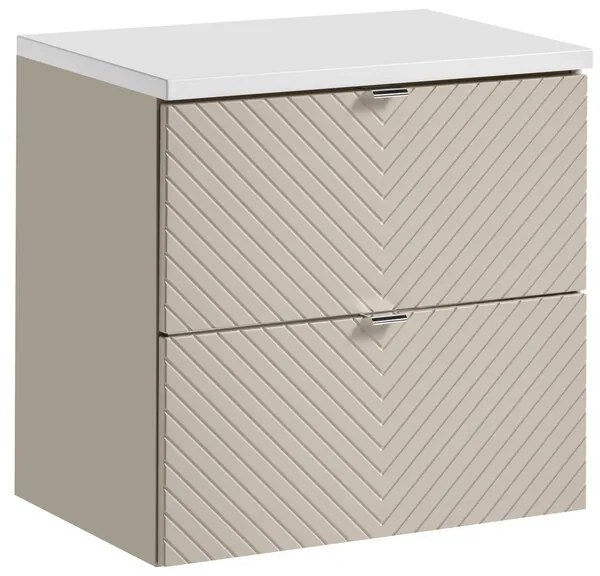 Závesná skrinka pod umývadlo Viva Cashmere s doskou 60 cm kašmír/biela