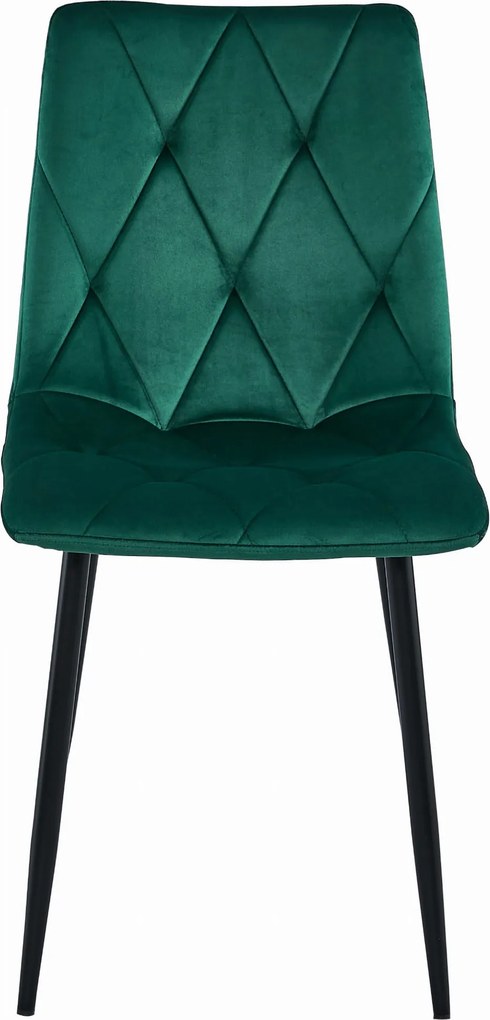 AKCIA Tmavozelená zamatová jedálenská stolička LIBRA s čiernymi nohami II. akosť