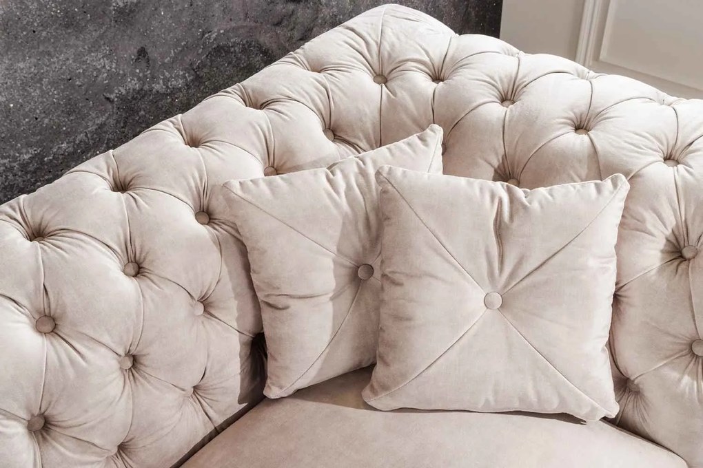 Dizajnová sedačka Rubby Chesterfield 225 cm šampanský zamat