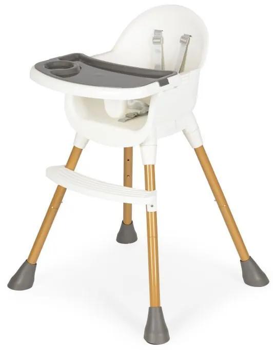 Detská jedálenská stolička na kŕmenie v bielej farbe