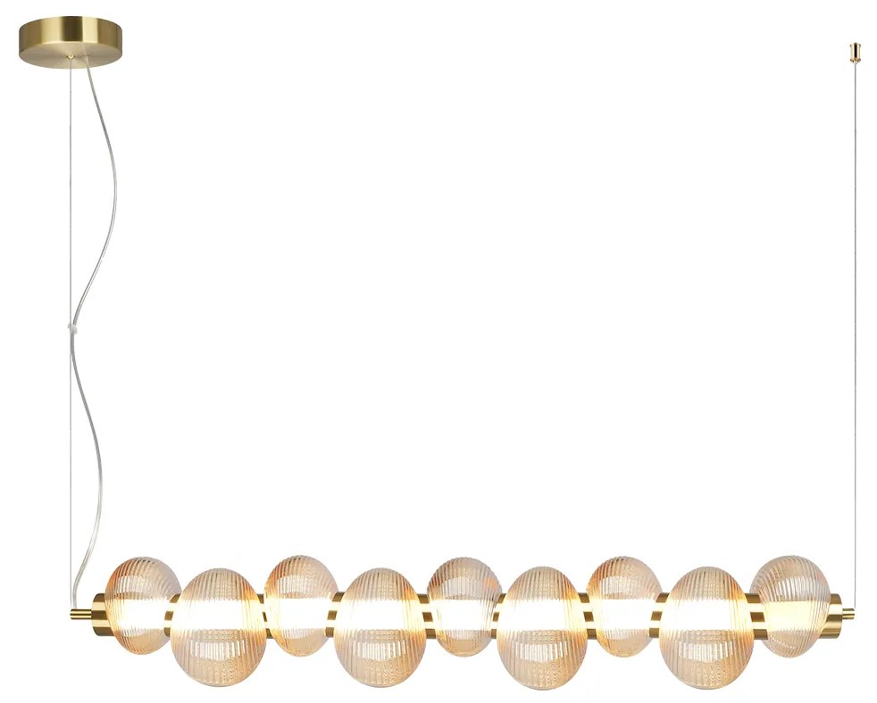 Závesné svietidlo Bolla, 9x jantárové sklenené tienidlo, g