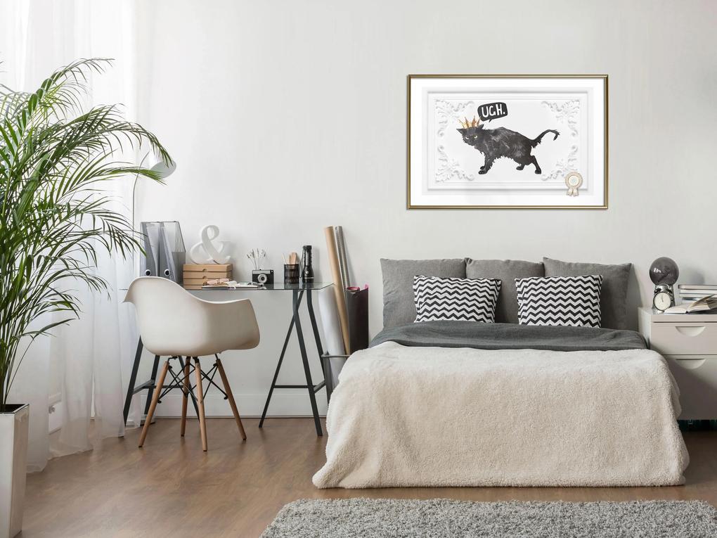 Artgeist Plagát - Cat in Crown [Poster] Veľkosť: 45x30, Verzia: Čierny rám s passe-partout