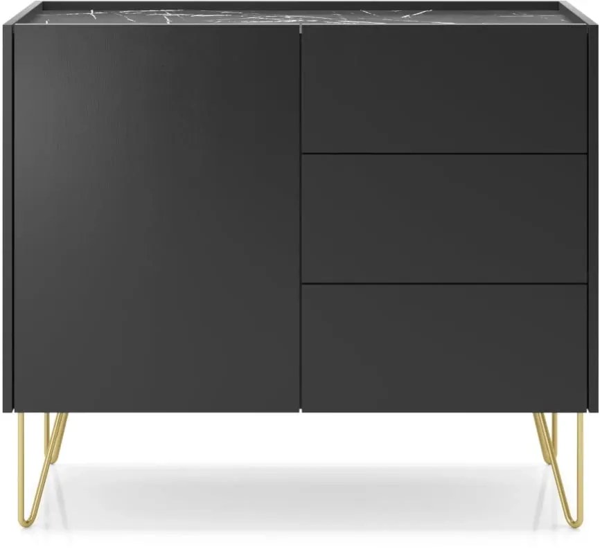 Komoda Harmony Va KSZ 97 cm čierna/čierny mramor