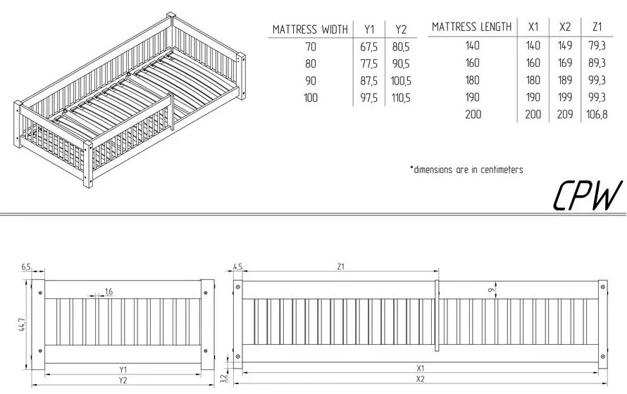 Detská posteľ s výsuvným lôžkom s úložným priestorom s roštom v prírodnej farbe 90x200 cm CPW – Adeko