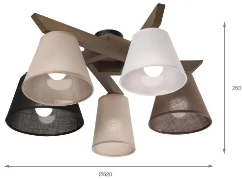 Brilagi - LED  Prisadený luster ANTHONY 5xE14/40W/230V dub orech