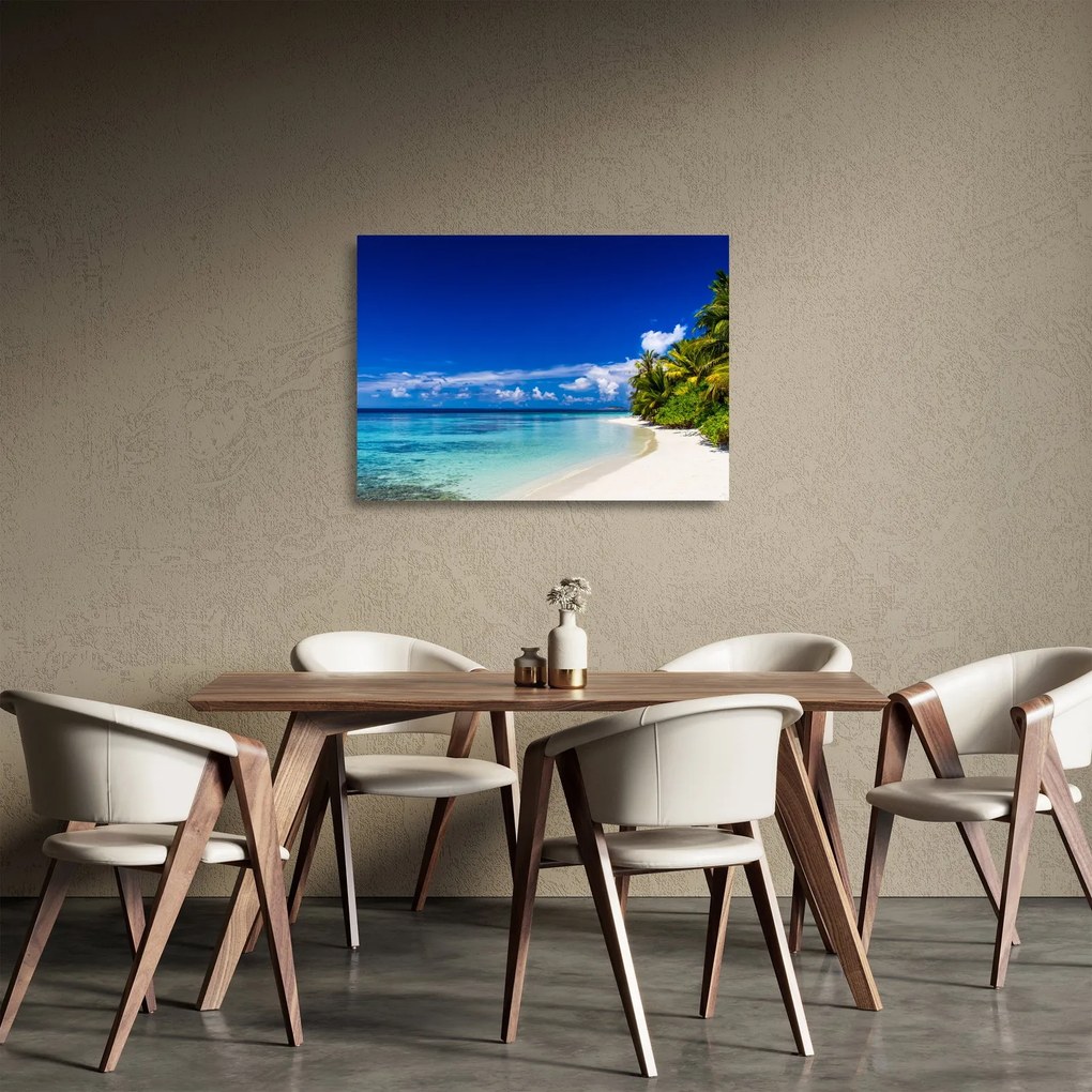 Sklenený obraz tropickej pláže (70x50 cm)