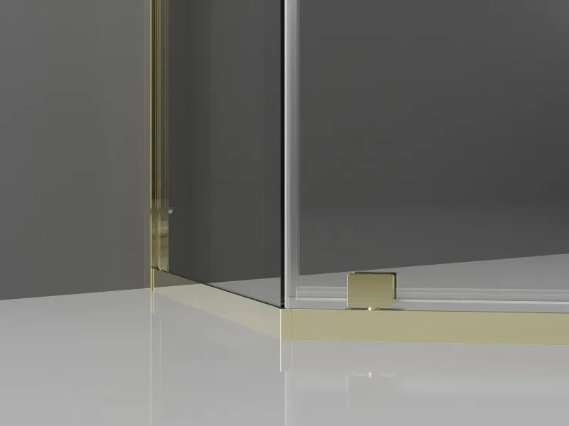 Mexen Exo, päťuholníkový výklopný sprchový kút 80 x 80 cm, číre sklo, zlatá, 812-080-080-50-00