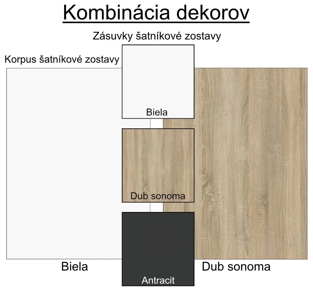 Nabytekmorava Zásuvková skriňa Z504 zostava Pavla farba lamina: Biela / Antracit