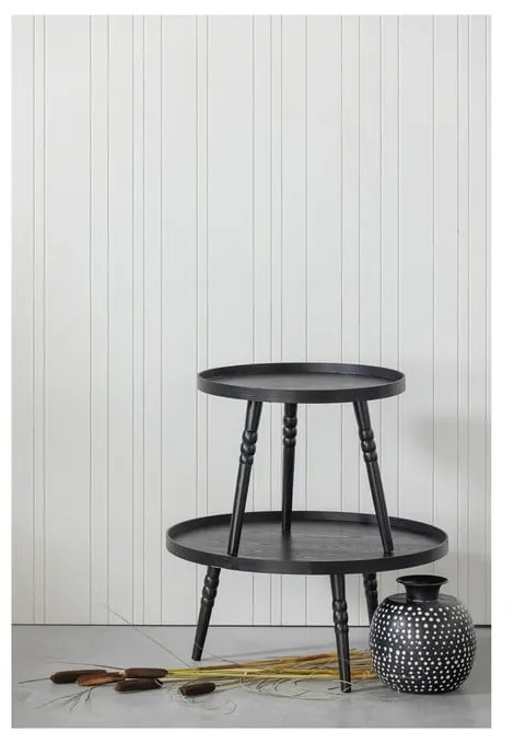 Čierny odkladací stolík WOOOD Ponto, ø 55 cm