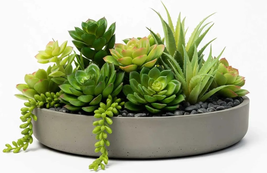 Dekoračná miska ORYVEN, sklolaminát, priemer 30 cm, beton design