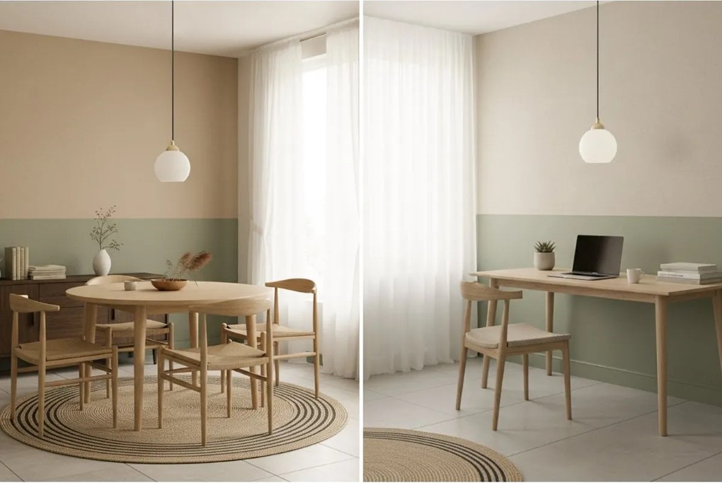 Závesné svietidlo Eliza, 1x biele sklenené tienidlo, g/b