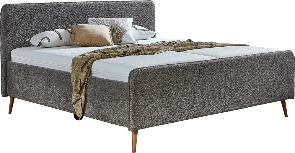 Posteľ Herning 180x200 cm, šedá štruktúrovaná látka