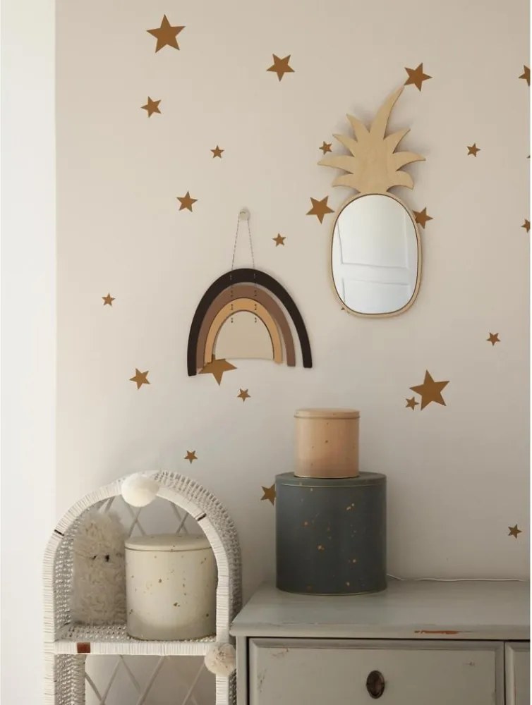 Zrkadlo ananás do detskej izby – dekoratívne akrylové zrkadlo z dreva 23x48 cm