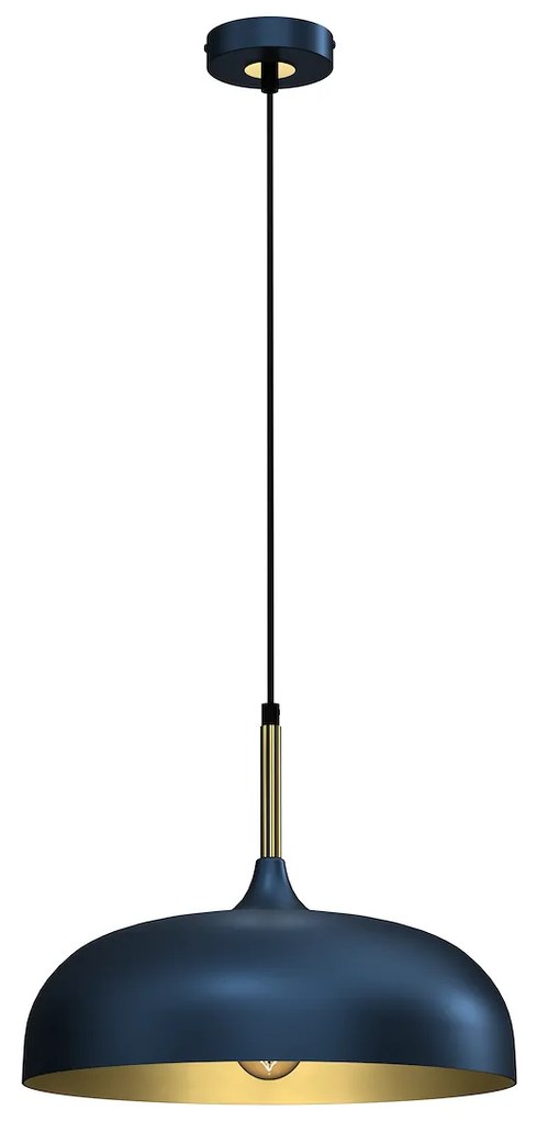 Závesné svietidlo Lincoln, 1x zlaté/tmavomodré kovové tienidlo, (fi 35cm), db/g