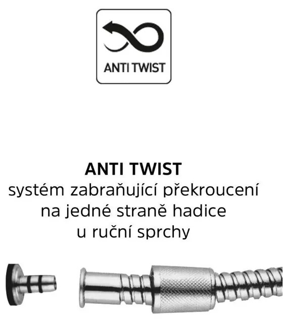 Mereo Mereo, Sprchová hadica dvojzámková 150 cm, systém zabraňujúci prekrúteniu, nerez, MER-CB111F