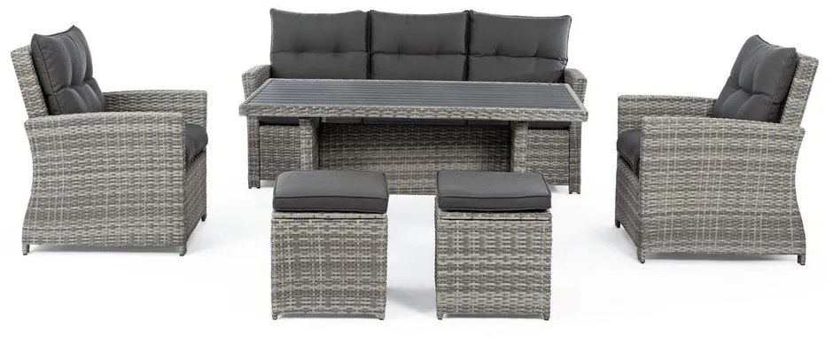 Sivá záhradná lounge súprava z umelého ratanu pre 6 Ariel – Bizzotto