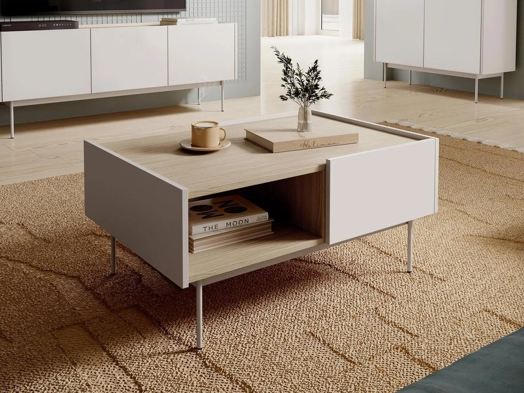 Konferenčný stolík Coriko CL97, Farby:: cashmere + cashmere / dąb linea