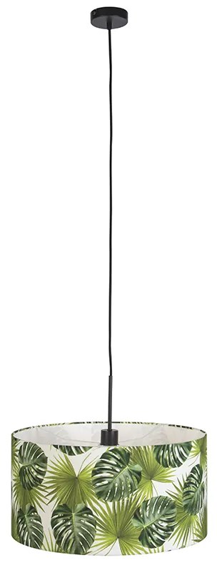 Botanické závesné svietidlo čierne s tienidlom s listami 50 cm - Combi 1
