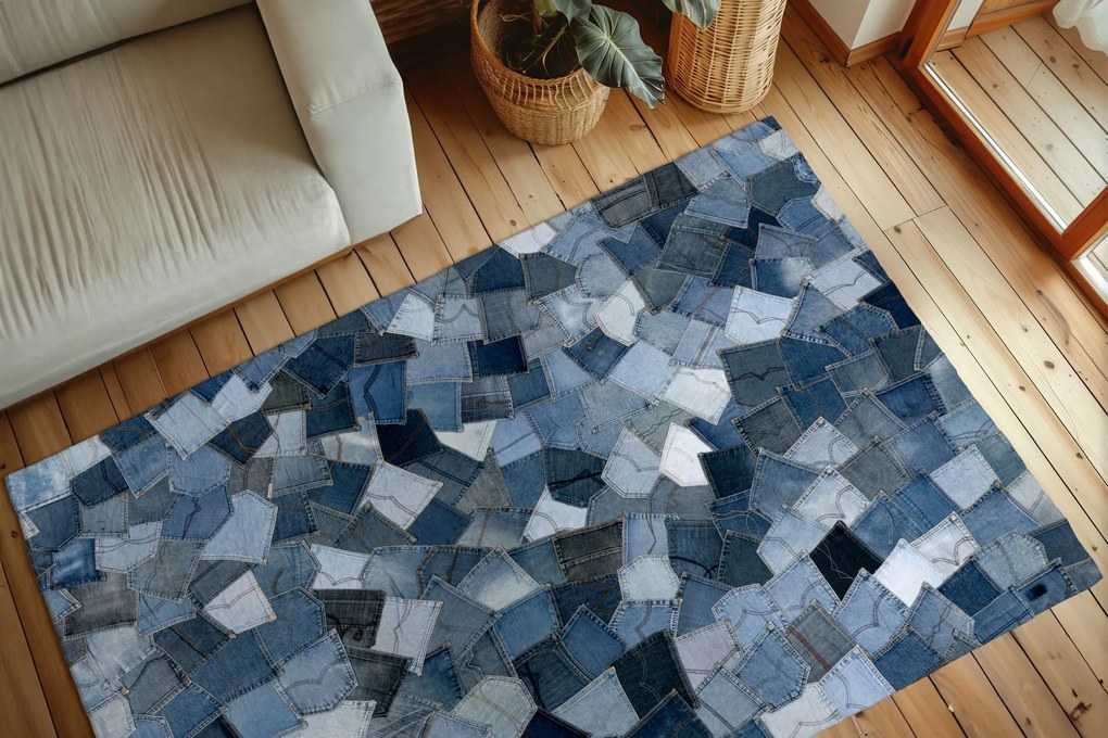 Ručne všívaný kusový koberec My Denim Pocket 465 Blue, 80x150, modrá, chodba / predsieň, Obsession