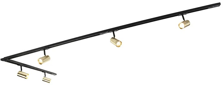 Inteligentný koľajnicový systém čierny so zlatom 1-fázový 5-svetlo vrátane Wifi GU10 - Jeana