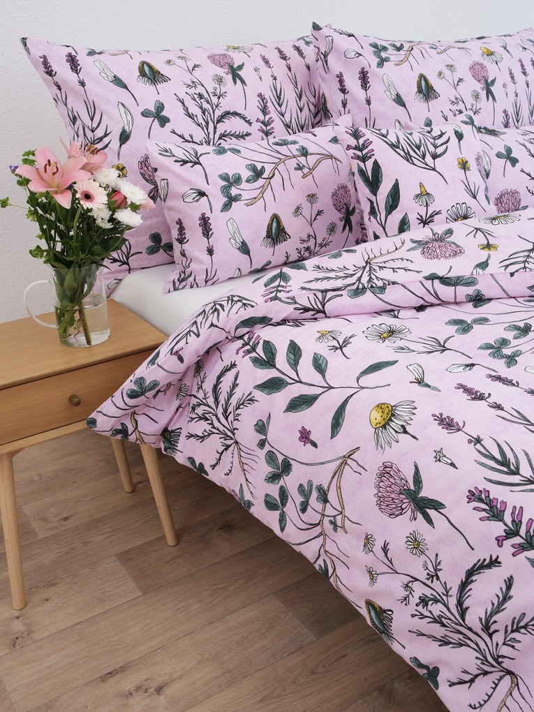 Francúzske bavlnené obliečky Renforcé - Herbár staroružové