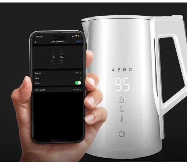 AENO - Inteligentná rýchlovarná kanvica s LED displejom 1,7 l 2200W/230V biela