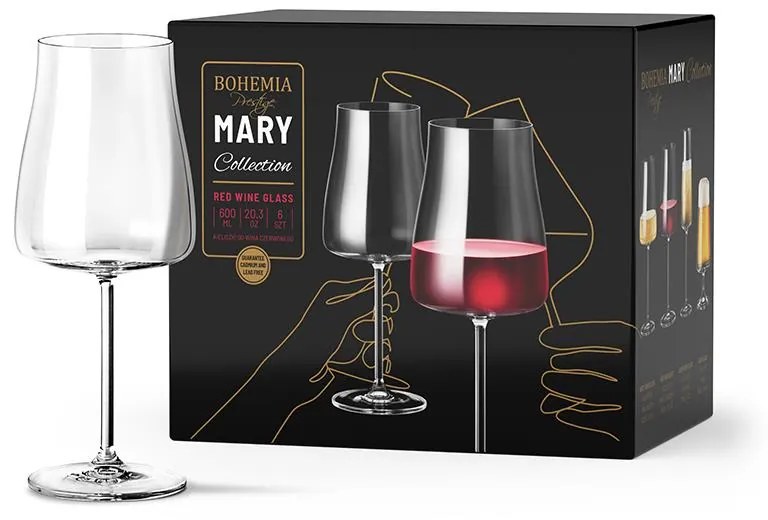 BOHEMIA PRESTIGE MARY POHÁR NA ČERVENÉ VÍNO 600ML SADA 6KS