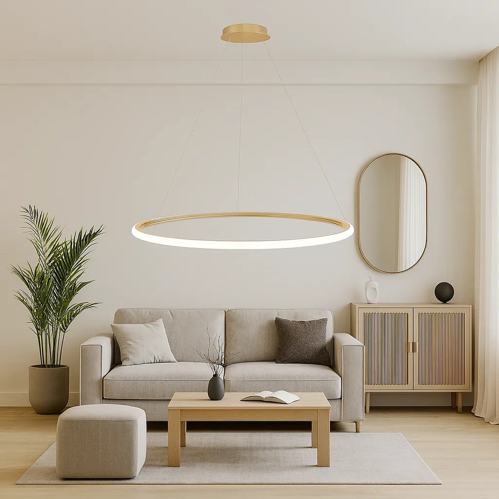 Toolight Toolight, závesné svietidlo 40cm, 24W, 3000K, LHJ001-CP, zlatá lesklá, OSW-50000