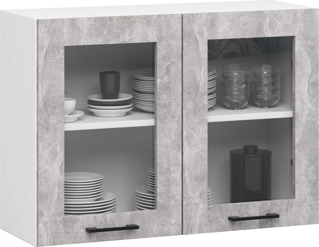 Kuchyňská linka Olivie 2,4 m prosklená beton