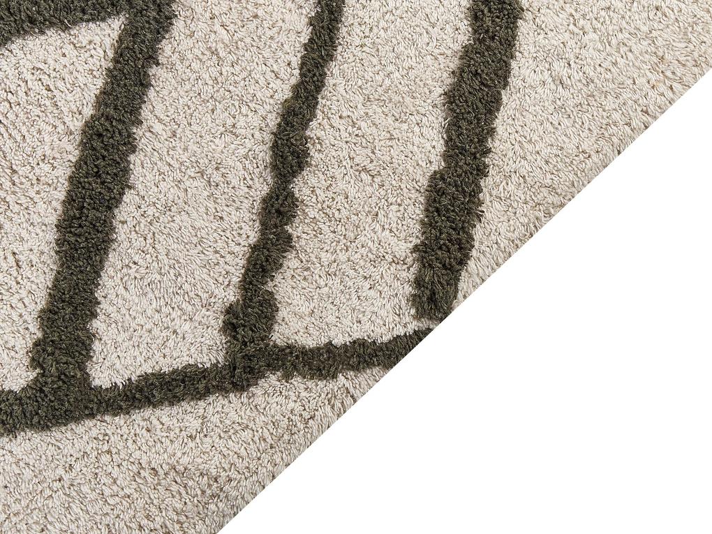 Bavlnený koberec 160 x 230 cm krémová biela/zelená YESILKOY Beliani