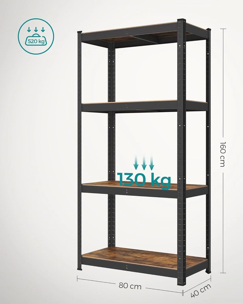 Dílenský regál Busta 80 cm černý/ tmavě hnědý